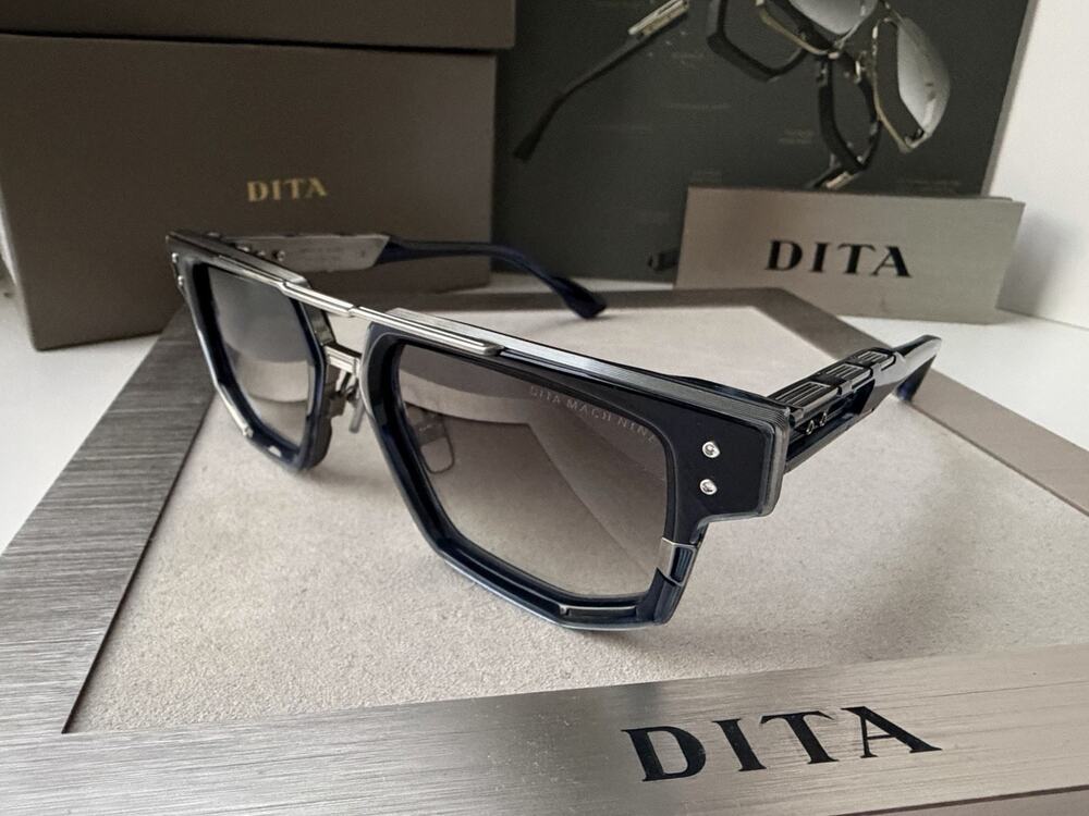 DITA MACH NINE DTS 478 03 Blue Swirl - Antique Silver Grey Sunglasses AUTHENTIC